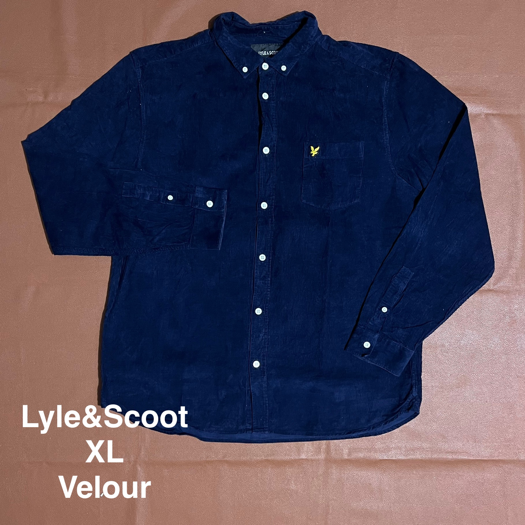 Chemise velour bleue Lyle & Scoot - XL