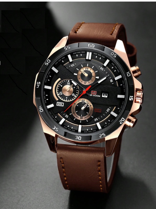 Montre homme sport Doré/Marron